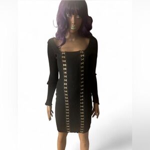 Fashion Nova Black Dress with Gold Detailing